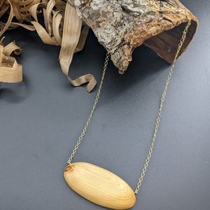 Wooden Necklace Sundown Gold Wood jewelry oval